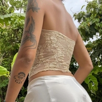 Blue Lace Trim Tube Top - Thumbnail 7