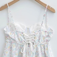 Floral Print Lace Trim Sling Dress - Thumbnail 3