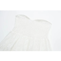 White Strapless Lace Dress - Thumbnail 7