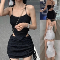 2PCS Waffle Texture Camisole + Mini Skirt - Thumbnail 4