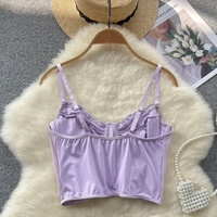 Purple Flower Embroidery Corset Top - Thumbnail 2