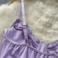 Purple Flower Embroidery Corset Top - Thumbnail 4