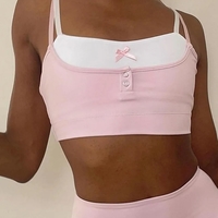 2PCS Pink Bow Spaghetti Strap Crop Top - Thumbnail 5