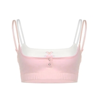 2PCS Pink Bow Spaghetti Strap Crop Top - Thumbnail 6