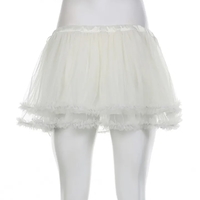 White Mesh Ruffle Mini Skirt - Thumbnail 5