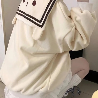 Kawaii sailor collar zip up hoodie - Thumbnail 4