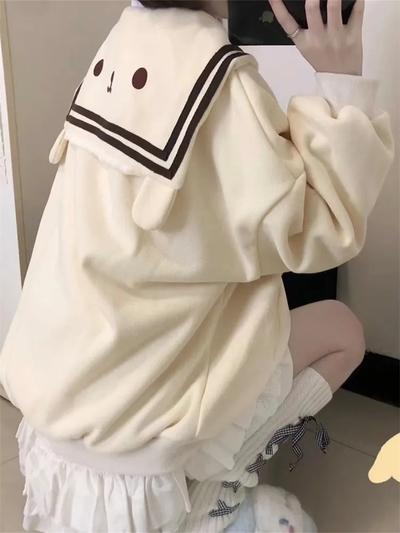 Kawaii Sailor Collar Zip Up Hoodie