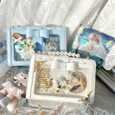 Original Lovely Love Rhombus One Shoulder Diagonal Flip Bow Knot Pain Bag