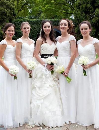Floor Length A Line Sweetheart Sleeveless Chiffon Bridesmaid Dresses