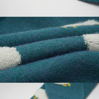 Teal Green Blue Sheep Cute Cozy Comfy Knitted Cardigan - Thumbnail 4