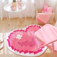 E Girl Pixel Art Heart Cute Modern Soft Mat Rugs Carpets Bedroom Decor - Thumbnail 5