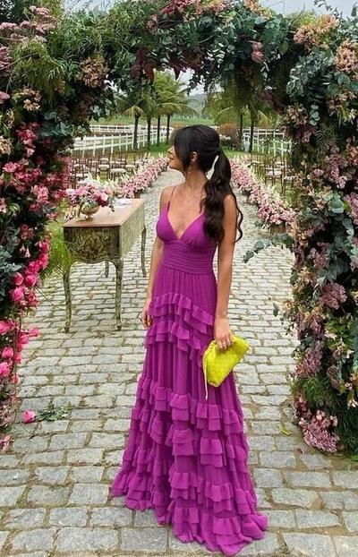 A Line V Neck Purple Graduation Party Dresses, Prom Dresses For Teens,1522