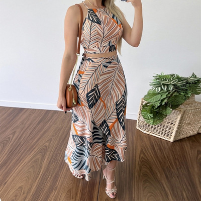 Sexy Printing Vest High Waist Two Piece Set