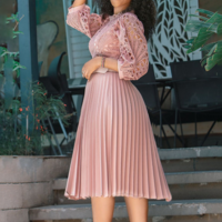 Elegant Temperament Lace Sexy High Waist Dress - Thumbnail 3