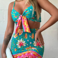 Fashion Casual Suspender Vest High Waist Two Piece Set - Thumbnail 2