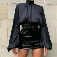 Sexy Solid Color High Waist Slim  Tight Fitting Skirt - Thumbnail 1