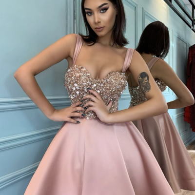 Tea length homecoming dresses straps - Thumbnail 1