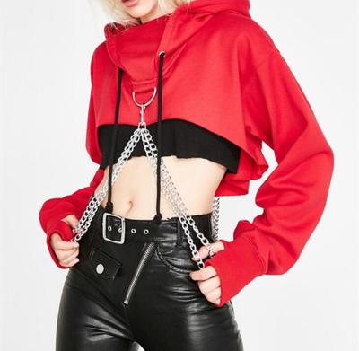 High Waist Chain Hoodie Sweatshirt Top