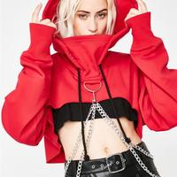 High Waist Chain Hoodie Sweatshirt Top - Thumbnail 1