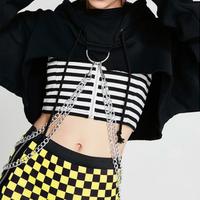 High Waist Chain Hoodie Sweatshirt Top - Thumbnail 3
