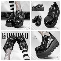 Telepathy Cross Heart Goth Harajuku Anime Punk Rock Girl Pastel Black Pink White Purple Plantform High Heels Wedges Thick Soles Shoes - Thumbnail 5