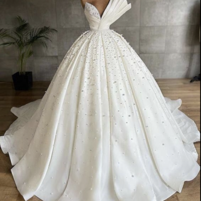 Unique bridal gown wedding dresses,elegant bridal dresses,white satin wedding dresses,1532 - Thumbnail 2