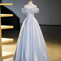 Sparkly Off-Shoulder Sequins Floor Length Formal Dress, Beautiful A-Line Prom Dress - Thumbnail 6