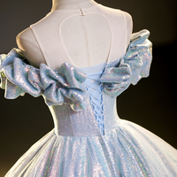 Sparkly Off-Shoulder Sequins Floor Length Formal Dress, Beautiful A-Line Prom Dress - Thumbnail 3