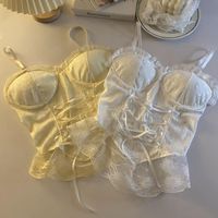 Spaghetti Strap Lace Corset Top - Thumbnail 3