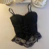 Spaghetti Strap Lace Corset Top - Thumbnail 5