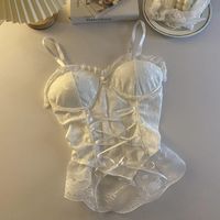 Spaghetti Strap Lace Corset Top - Thumbnail 6