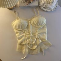 Spaghetti Strap Lace Corset Top - Thumbnail 7