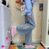 Pink Heart Embroidery Denim Jeans  - Thumbnail 3