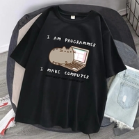 Cat Programmer Print Short Sleeve T-shirt  - Thumbnail 1