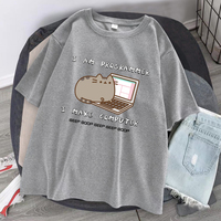 Cat Programmer Print Short Sleeve T-shirt  - Thumbnail 4