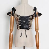 Cat Embroidery Lace Up Corset Top - Thumbnail 3