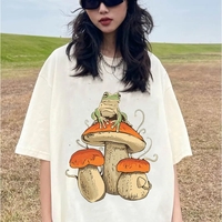 Mushroom Frog Print Short Sleeve T-shirt  - Thumbnail 1