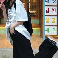 Floral Embroidery Black Cotton Pants  - Thumbnail 2