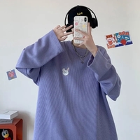 Girl Embroidery Waffle Sweater  - Thumbnail 3