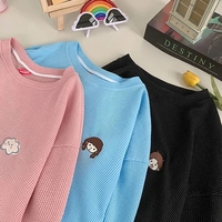 Girl Embroidery Waffle Sweater  - Thumbnail 5