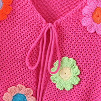 Pink Flower Crochet Top + Flare Sleeve Sweater - Thumbnail 6