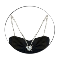 Black Heart Chain Strap Crop Top - Thumbnail 1