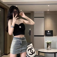 Black Heart Chain Strap Crop Top - Thumbnail 3