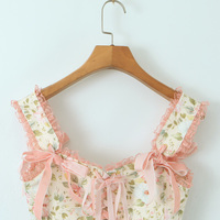 Floral Print Lace Up Corset Top + Mini Skirt  - Thumbnail 7