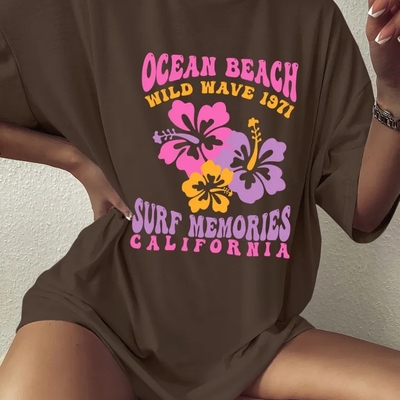 Hawaii hibiscus flower short sleeve t-shirt  - Thumbnail 3