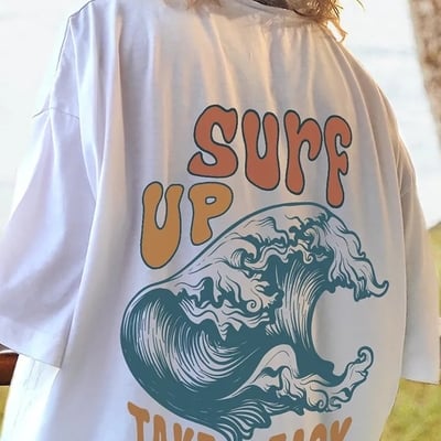 Surf wave print short sleeve t-shirt 