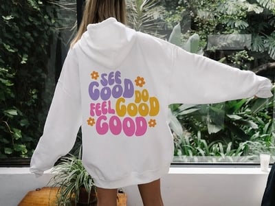 Positivity Flower Print Hoodie 