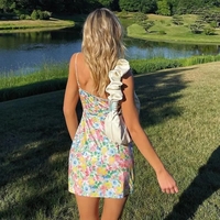 Floral Hollow Out Slit Mini Dress - Thumbnail 3