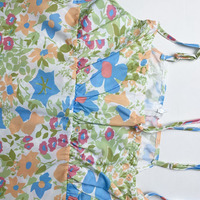 Floral Square Collar Long Bodycon Dress - Thumbnail 6