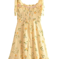 Yellow Lemon Print Mini Dress - Thumbnail 1